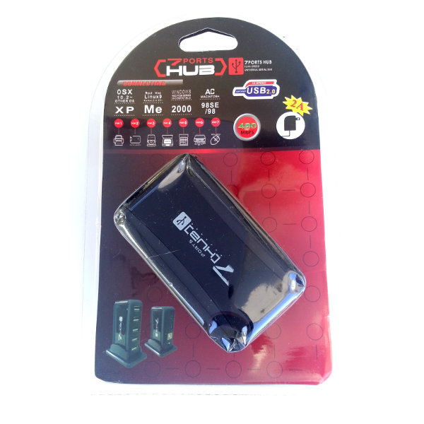 USB 2.0 Hub 7-Port mit Netzadapter 0.5A