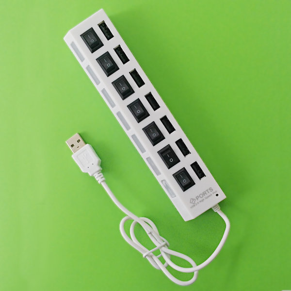 USB 2.0 Hub 7-Port mit schaltbaren Ports - weiss