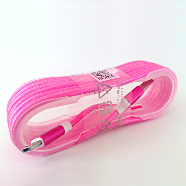 USB Micro-B Strukturgewebe-Kabel 150cm - rosa