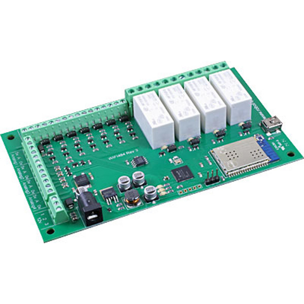 4 Relays at 16A, 8 Digital IO and 4 Analogue Inputs - WIFI484