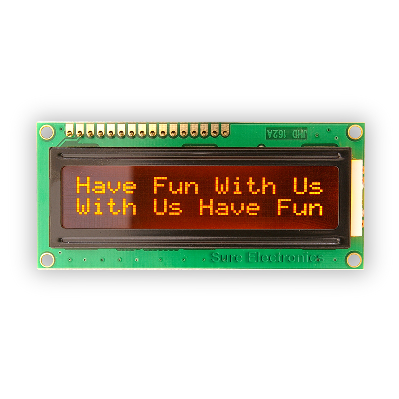1602 LCD Module orange characters black backlight HD44780