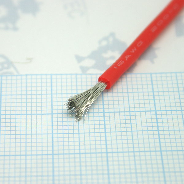 Silicone Cover Stranded-Core Wire - 1m 16AWG Red